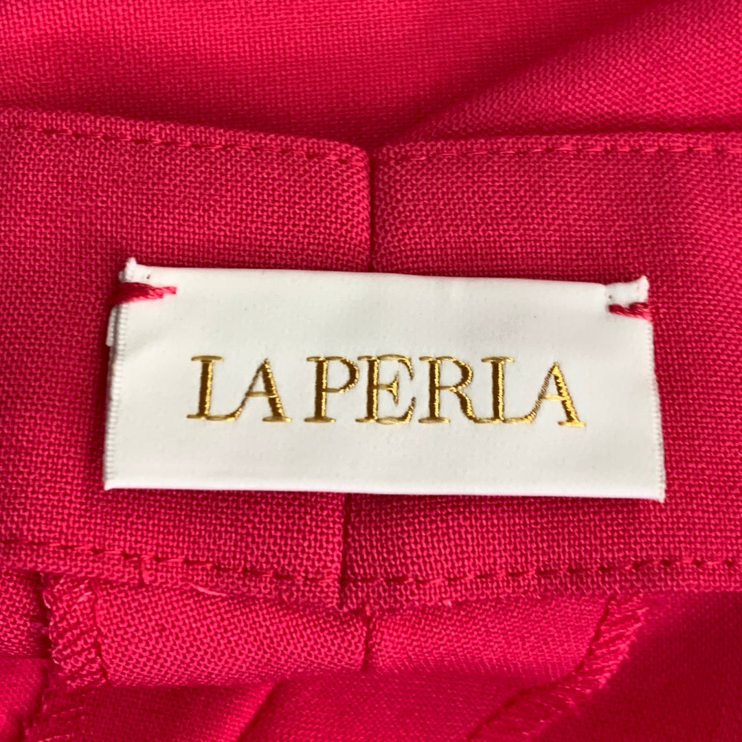 LA PERLA Size 4 Hot Pink Wool Blend Double Breasted Pantsuit