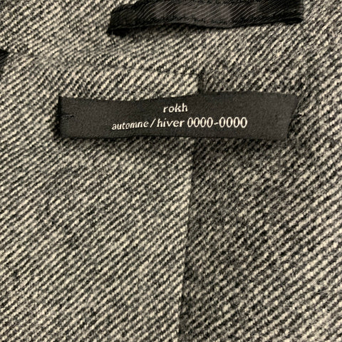 ROKH Size S Grey Wool Tweed Oversized Coat