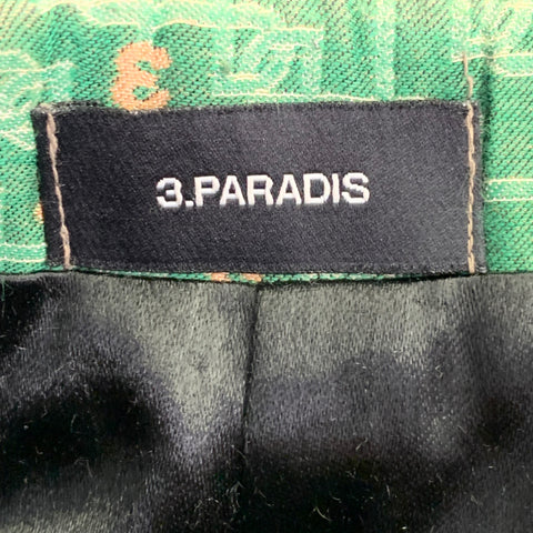 3.PARADIS SS22 Size L Green Jacquard Wool Notch Lapel Coat