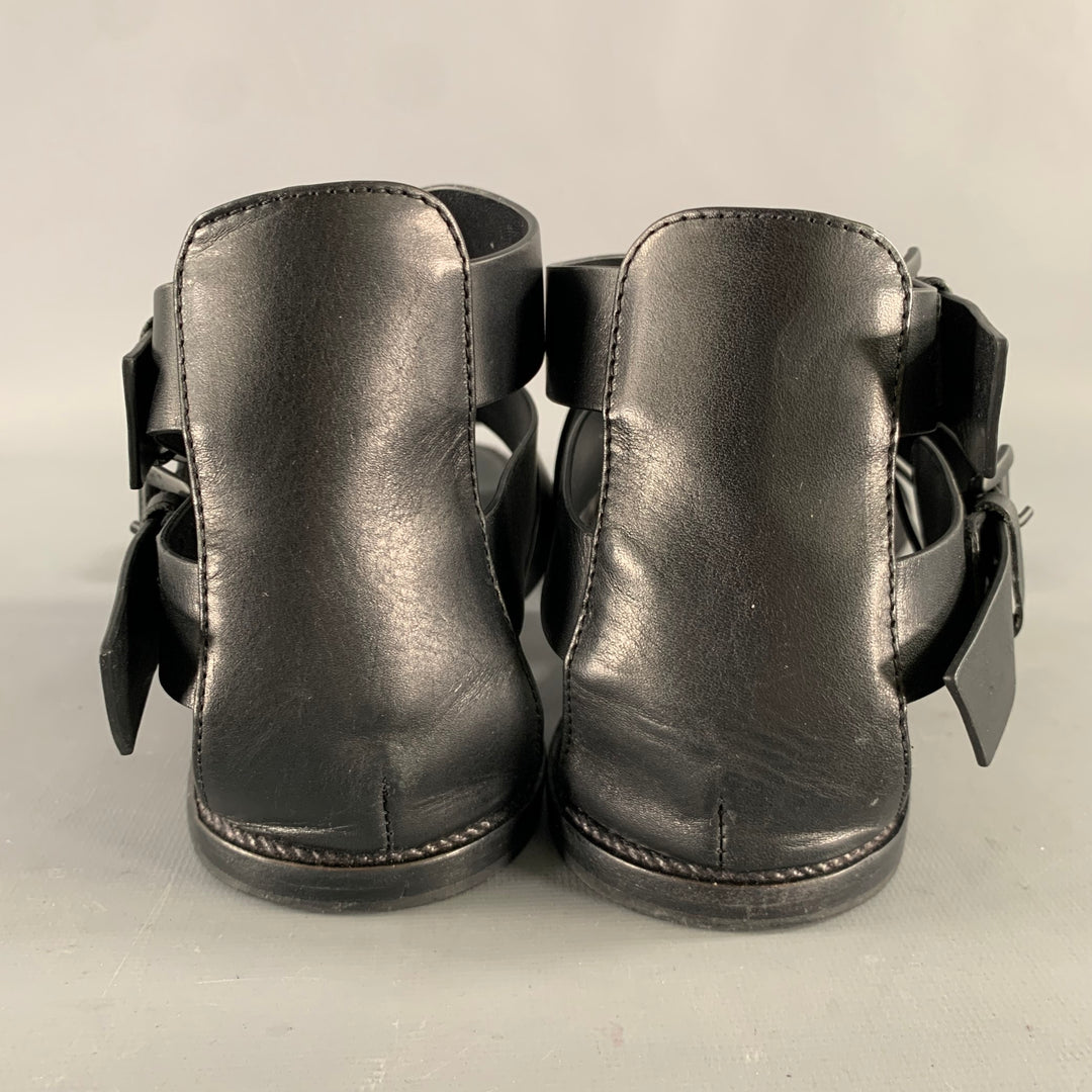 ANN DEMEULEMEESTER Size 9 Black Leather Strappy Sandals