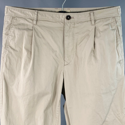 BURBERRY BRIT Size 33 Khaki Twill Cotton Side Tabs Pleated Tapered Casual Pants
