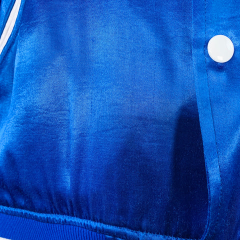 SHIPLEY and HALMOS Size L Blue White Contrast Trim Snaps Varsity Jacket