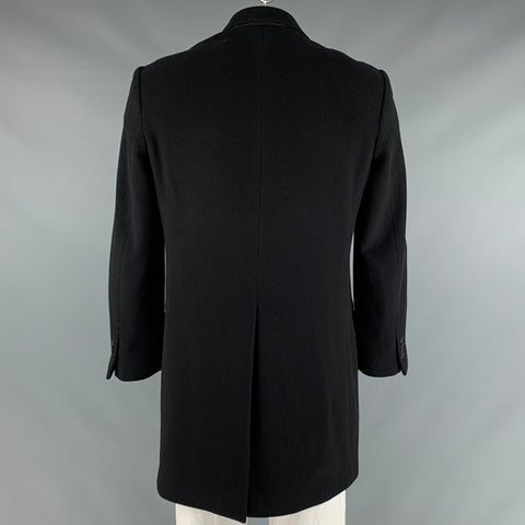YVES SAINT LAURENT Taille 42 Manteau simple boutonnage en laine mélangée noire