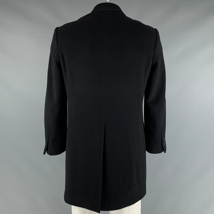 YVES SAINT LAURENT Size 42 Black Wool Blend Single Breasted Coat