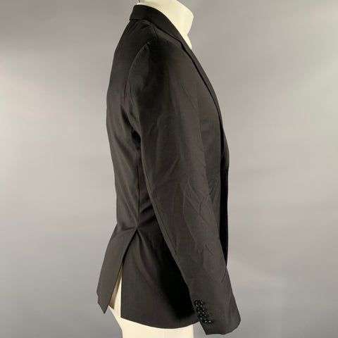 EMPORIO ARMANI Size 38 Black Wool Notch Lapel Sport Coat