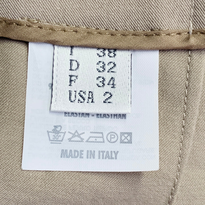 RIVAMONTI Size 2 Khaki Cotton Blend Narrow Leg Dress Pants