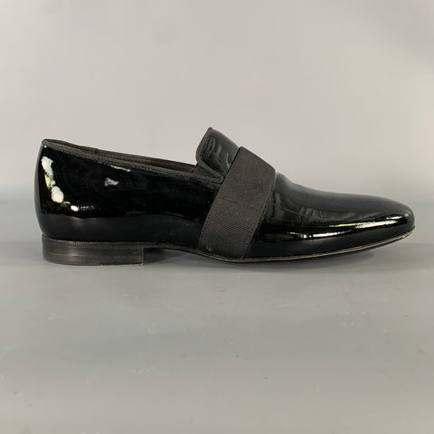 LANVIN Size 8 Black Patent Leather Slip On Loafers