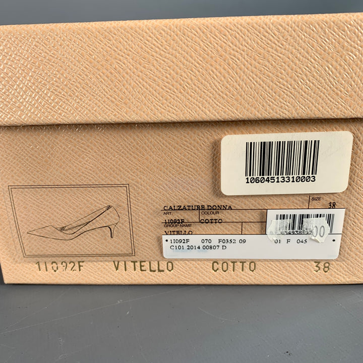 PRADA Size 8 Red Leather Kitten Heel Pointed Toe Pumps
