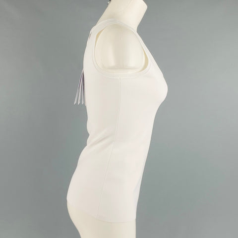 SALVATORE FERRAGAMO Talla S Top casual sin mangas en mezcla de viscosa blanca