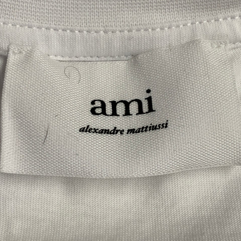 AMI by ALEXANDRE MATTIUSSI Size XL White Red Heart Logo Cotton Crew Neck T-shirt