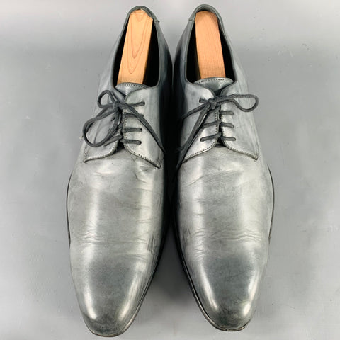 DOLCE & GABBANA Size 10.5 Grey Leather Derby Lace-Up Shoes