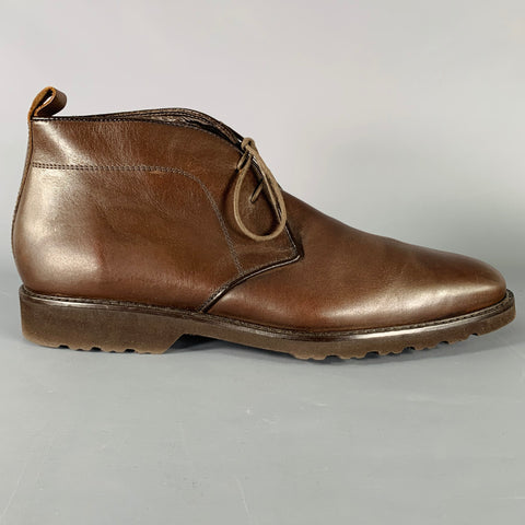 BRUNO MAGLI Size 10 Brown Leather Lace-Up Ankle Boots