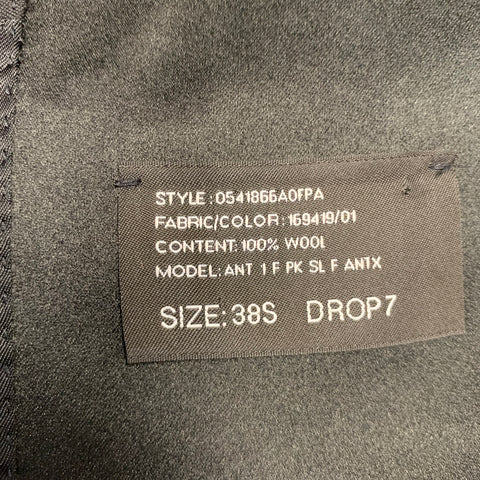 RALPH LAUREN Size 38 Short Black Wool Peak Lapel Tuxedo