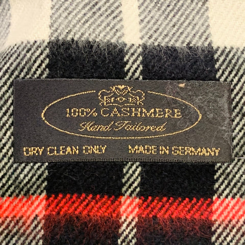 VINTAGE Black White Red Plaid Cashmere Scarf