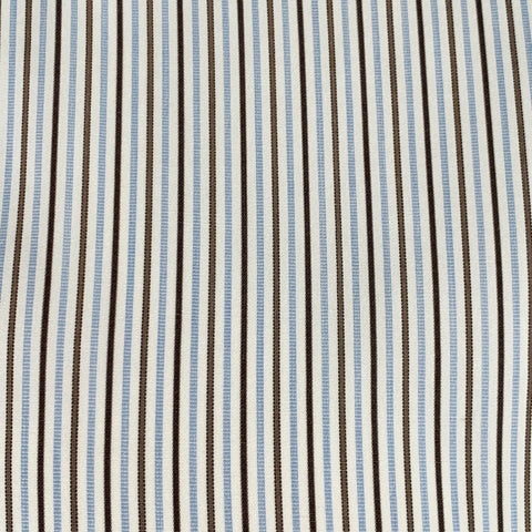 ERMENEGILDO ZEGNA Size L White Blue Brown Stripe Cotton Long Sleeve Shirt