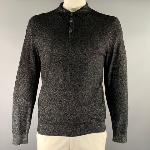 HUGO BOSS Size M Silver Grey Textured Ribbed Long Sleeve Shirt