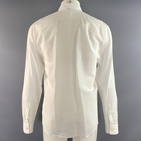 JAMES PERSE Size M White Textured Cotton Linen Pointed Collar Long Sleeve Shirt