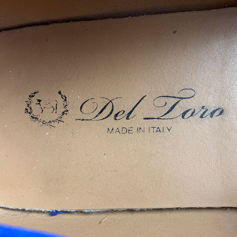 DEL TORO Size 9.5 Royal Blue Textured Velvet Slip On Loafers