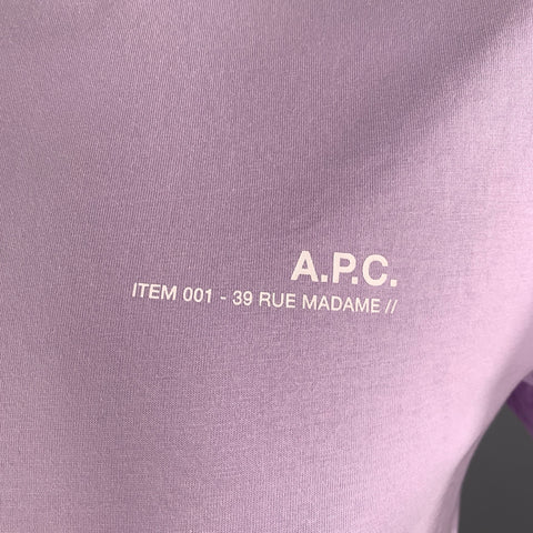 A.P.C. Size L Purple White Cotton Crew Neck T-shirt