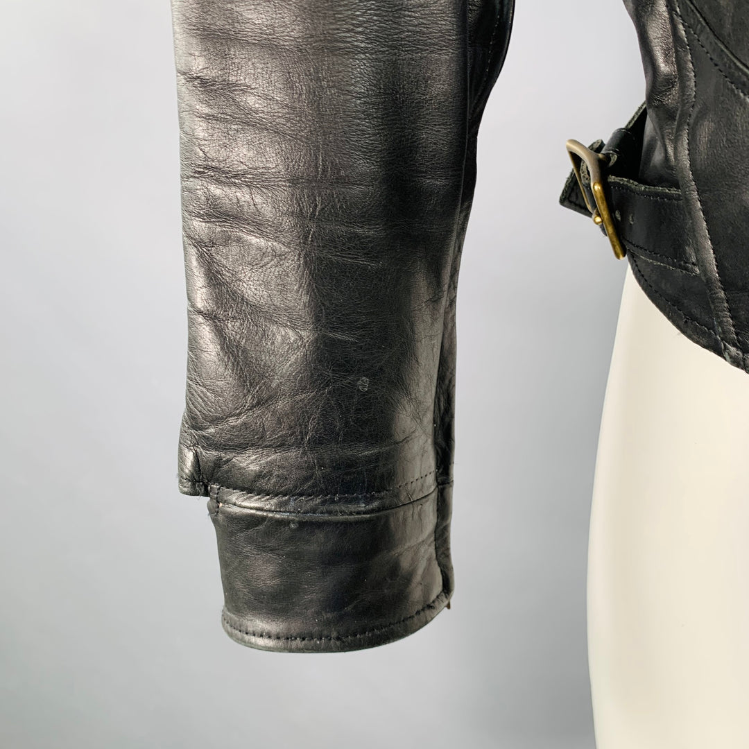 AL'S ATTIRE Size S Black Leather Studs Club Collar Jacket