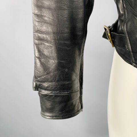 Veste AL'S ATTIRE col club en cuir noir clouté taille S