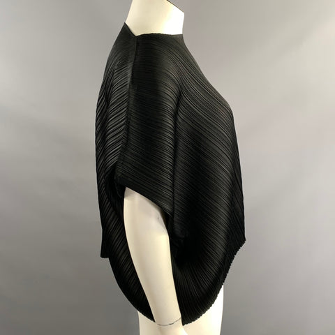 PLEATS PLEASE by ISSEY MIYAKE Size L Black Polyester Pleated Casual Top
