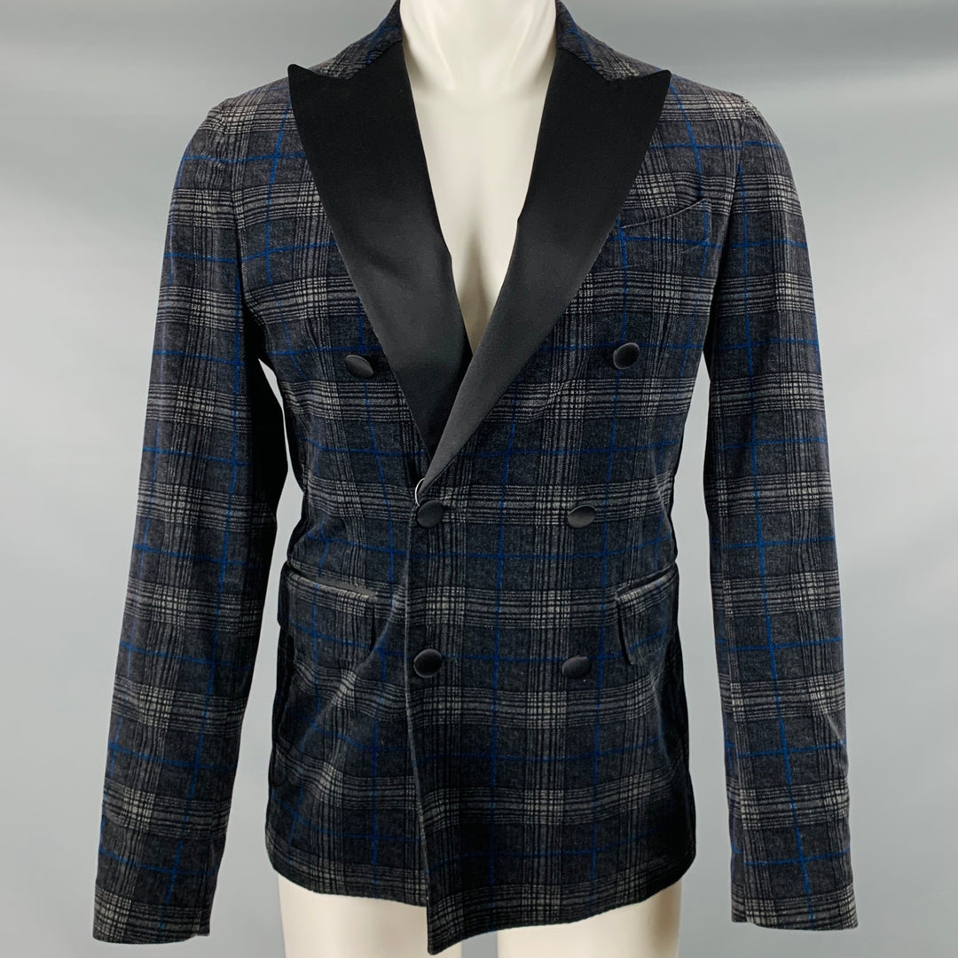 DSQUARED2 Taille 40 Manteau de sport à revers en pointe en coton mélangé à carreaux noir et gris