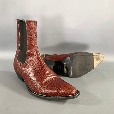 FROM THE FIRST Size 9 Brown Lizard Leather Chelsea Boots