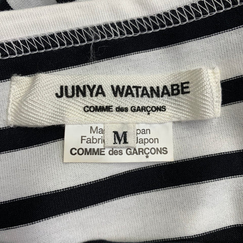 JUNYA WATANABE Size M White Black Cotton Stripe Asymmetrical T-Shirt
