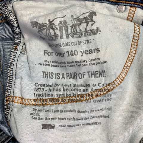 LEVI STRAUSS Size 32 Blue Distressed Cotton Straight Five Pockets Jeans
