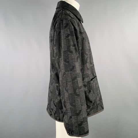 PILGRIM Size M Grey Black Geometric Wool Blend Snaps Jacket
