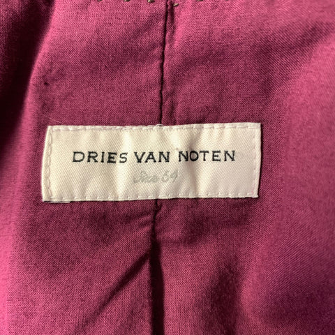 DRIES VAN NOTEN Chest Size 44 Burgundy Cotton Notch Lapel Sport Coat