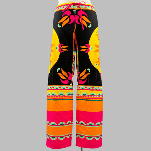 RED VALENTINO Size 12 Multi Color Cotton Print Drawstring Casual Pants
