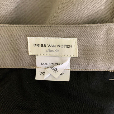 DRIES VAN NOTEN Size 34 Grey Cream Pleated Wool Polyester Cashmere Casual Pants