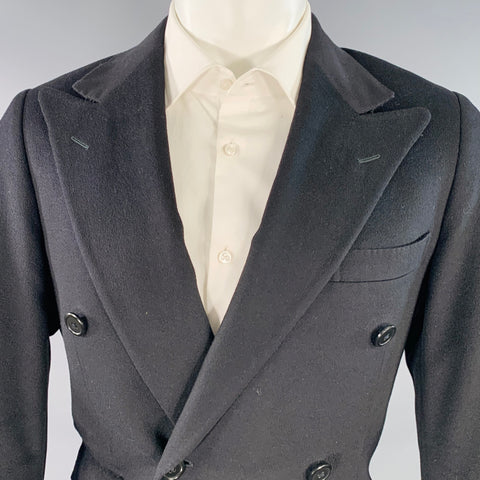RALPH LAUREN Size 38 Regular Black Cashmere Double Breasted Sport Coat