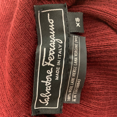 SALVATORE FERRAGAMO Talla XS Jersey acanalado de lana virgen burdeos