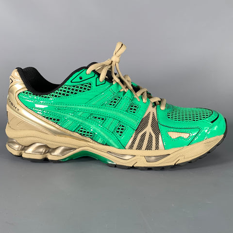 ASICS - GMBH Size 9 Green Black Mixed Materials Low Top Sneakers
