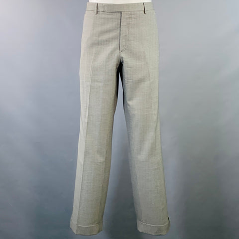 RALPH LAUREN Size 40 Regular Black Grey Houndstooth Wool Notch Lapel Suit