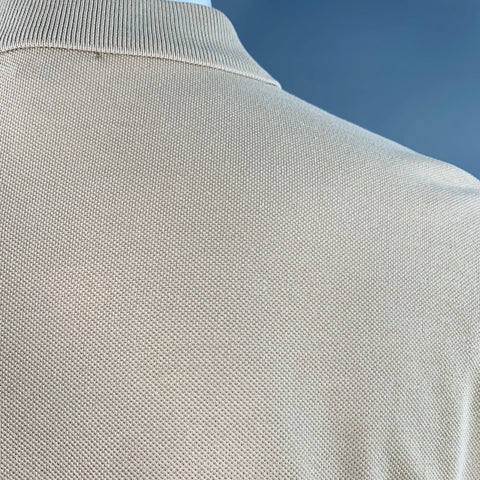 BURBERRY BRIT Size M Beige Embroidery Cotton Pique Classic Fit Contrast Trim Long Sleeve Polo