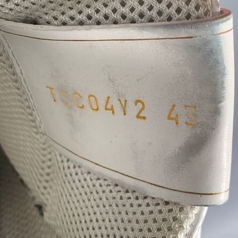 VALENTINO Size 10 White Perforated Leather Lace-Up Sneakers