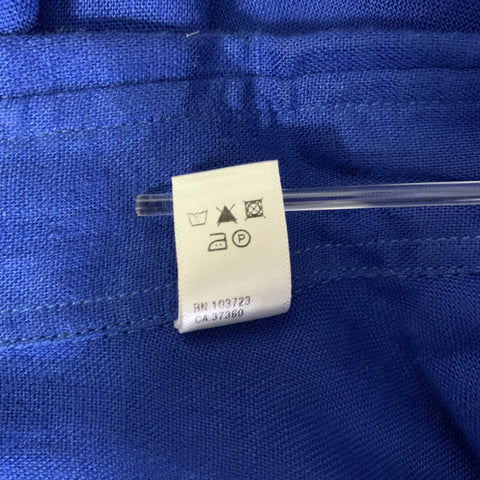 ARMANI COLLEZIONI Size L Blue Cobalt Solid Linen Long Sleeve Shirt