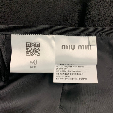 MIU MIU Size 2 Black Virgin Wool Blend Mini Skirt
