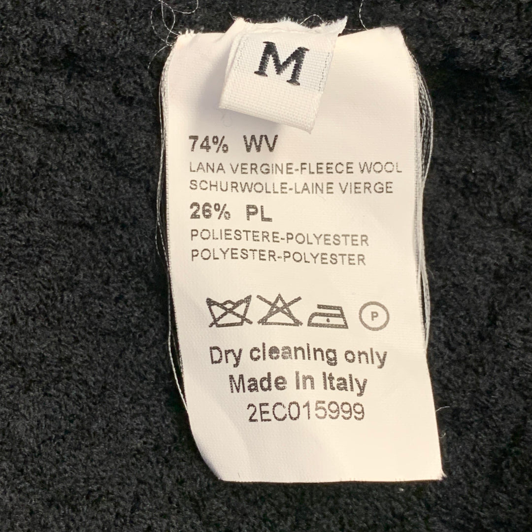 ALAIA Size M Black Wool Blend Woven Cropped Open Front Shrug Cardigan