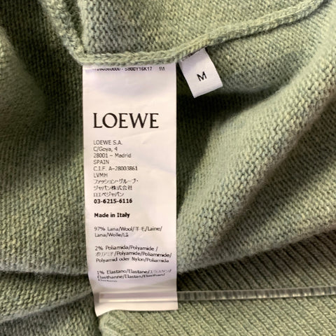 LOEWE Size M Green Sage Wool Blend Asymmetric Cardigan