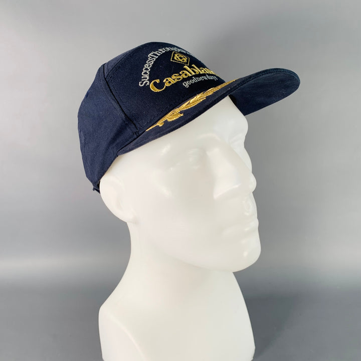 CASABLANCA Size S Navy Gold Silver Embroidered Cotton Baseball Cap Hat