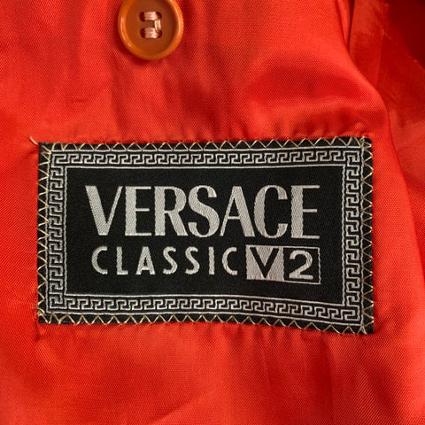 VERSACE Size L Pink Salmon Silk Notch Lapel Sport Coat