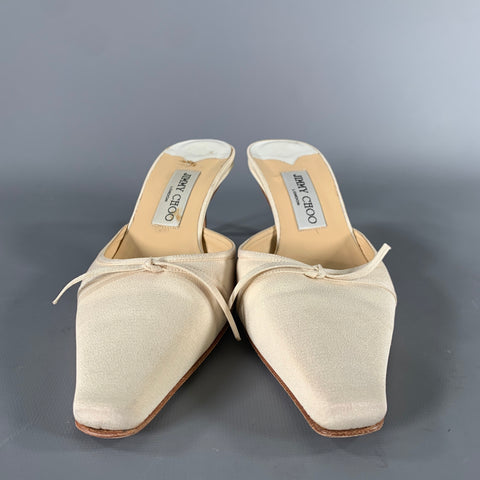 JIMMY CHOO Size 8 Cream Silk Mules Pumps