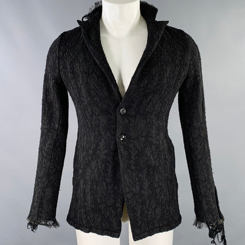 A TENTATIVE ATELIER Size 38 Black Textured Wool Blend Raw Edge Jacket