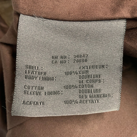 ANDREW MARC Chaqueta con broches y cremallera de cuero marrón cacao talla L