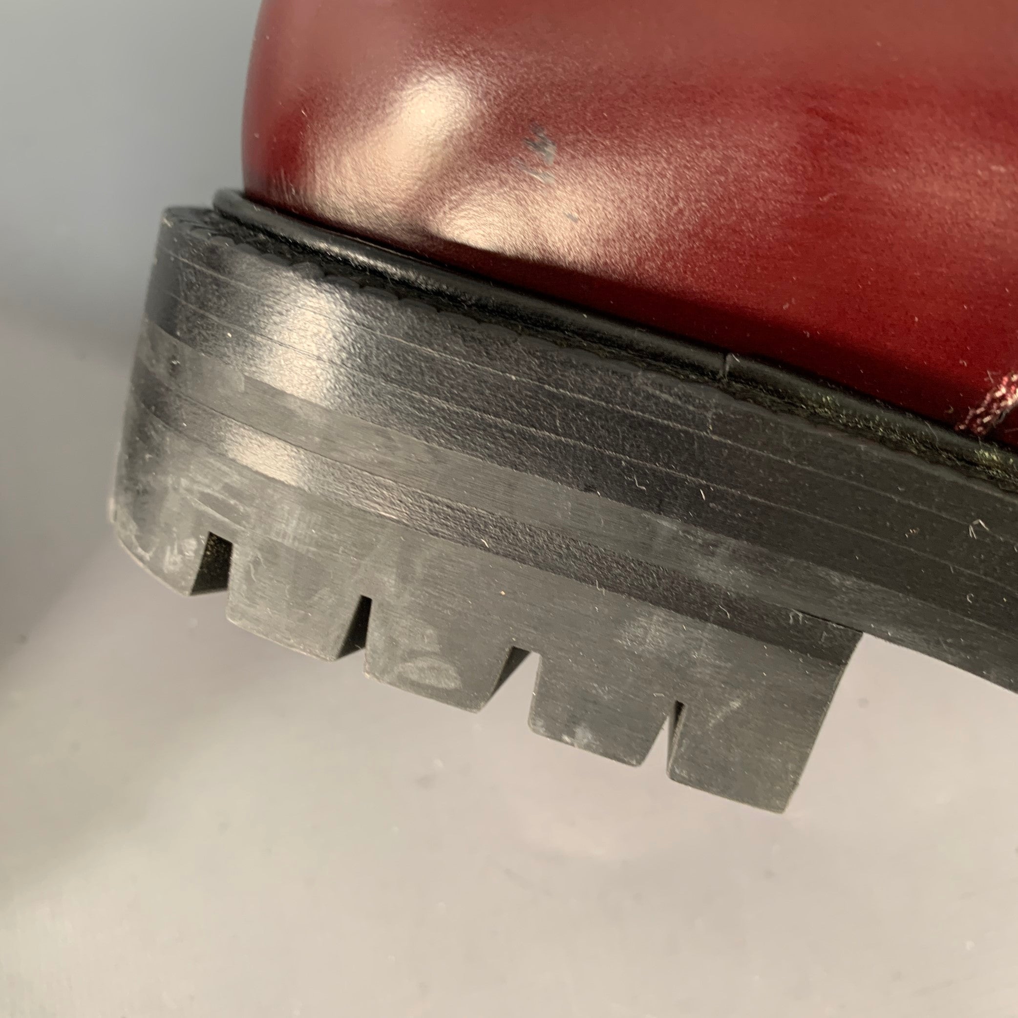 MAISON MARGIELA Size 10 Burgundy Leather Tabi Lug Sole Lace-up